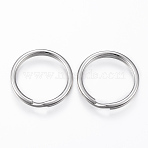 Tarnish Resistant 304 Stainless Steel Split Key Rings, Keychain Clasp Findings, Stainless Steel Color, Inner Diameter: 15mm, 18x1.4~2.2mm(STAS-P178-1.4x18mm-P)
