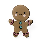 Christmas Acrylic Brooch Pin, Iron Badge for Backpack Clothes, Gingerbread Man Pattern, 39x29x2mm(JEWB-WH0030-12E)