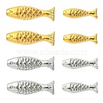 16Pcs 4 Styles 304 Stainless Steel Beads, Fish, Mixed Color, 14.5~20.5x4.5~6.5x4~5.5mm, Hole: 1mm, 4pcs/style(STAS-CJ0003-53)