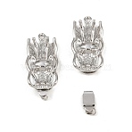 Box Clasps, Brass, Platinum Color, about 14mm wide, 30.5mm long, hole: 1.5mm(KK622)
