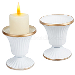 Iron Candlestick, White, 86x97mm, Inner Diameter: 83mm(DIY-WH20097-088A)