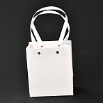 Rectangle Paper Bags, with Nylon Handles, for Gift Bags and Shopping Bags, White, 13x0.4x15cm(CARB-O004-01A-01)