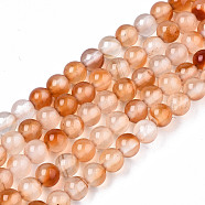 Natural Pink Agate Beads Strands,  Round, 4mm, Hole: 0.5mm, about 91~95pcs/strand, 14.57 inch~15.35 inch(37~39cm)(G-S359-239)