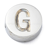 Tarnish Resistant 304 Stainless Steel Beads, Flat Round with Letter, Stainless Steel Color, Letter G, 8x3mm, Hole: 1.6mm(STAS-H219-15P-G)