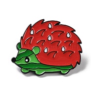Watermelon Fruit Animal Alloy Enamel Pin Brooch, Hedgehog, 24x30x1.5mm(JEWB-E035-02EB-03)