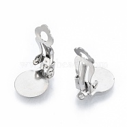 304 Stainless Steel Clip-on Earring Findings, Clip on Earring Pads, Flat Round, Stainless Steel Color, 18x10x7mm, Hole: 3mm(STAS-N092-168P)