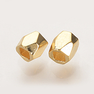 Brass Spacer Beads, Nickel Free, Real 18K Gold Plated, Faceted Barrel, 3x3.5x3.5mm, Hole: 1.5mm(X-KK-Q735-204G)