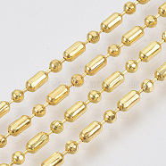 Brass Ball Chains, Ball & Bar Faceted Beaded Chains, Long-Lasting Plated, Soldered, with Spool, Cadmium Free & Nickel Free & Lead Free, Golden, 4.6x2.3mm and 2.3mm, about 16.4 Feet(5m)/roll(X-CHC-S008-010B-G)