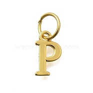 925 Sterling Silver Pendants, Real 18K Gold Plated, Letter, Letter P, 10x6x1mm, Hole: 4mm(STER-R011-07G-P)