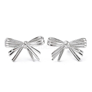 304 Stainless Steel Stud Earrings, Bowknot, Stainless Steel Color, 18x30mm(EJEW-H115-05P)