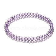 4mm Prism Faceted Rondelle Glass Beaded Stretch Bracelets for Women, Plum(EH2213-3)