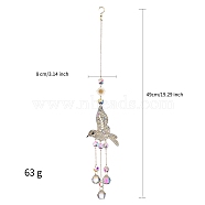 Rhinestone Bird Hanging Ornaments, Glass Tassel Suncatchers, Sun, 490x80mm(PW-WG69717-03)