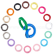 36Pcs 18 Styles Zinc Alloy Key Clasps, Spring Gate Rings, Round Ring, Mixed Color, 20x3.5mm, Inner Diameter: 12.5~13mm, 2pcs/style(FIND-CP0001-58)