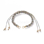 Adjustable Polyester Braided Cord Bracelet Making, with Brass Beads and 304 Stainless Steel Jump Rings, Golden, Colorful, Single Chain Length: about 5-1/2 inch(14cm)(AJEW-JB00848-08)