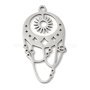 Non-Tarnish 201 Stainless Steel Pendants, Sun & Star, Stainless Steel Color, 33x17x1mm, Hole: 1.6mm(STAS-B049-06P)