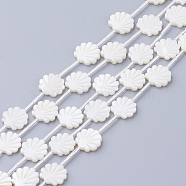 Natural White Shell Beads, Mother of Pearl Shell Beads, Shell Shaped, Seashell Color, 12x12x3mm, Hole: 1mm.(X-SSHEL-Q298-06)