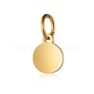 201 Stainless Steel Pendants, Flat Round, Stamping Blank Tag, Golden, 11.5x10x1mm, Hole: 3.5mm(STAS-S105-T638-2-10)