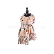 Knitting Wool Long Polyester Tartan Scarf, Couple Style Winter/Fall Warm Soft Scarves, Lavender Blush, 169~210x61cm(COHT-PW0001-38E)