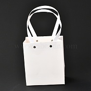 Rectangle Paper Bags, with Nylon Handles, for Gift Bags and Shopping Bags, White, 13x0.4x15cm(CARB-O004-01A-01)