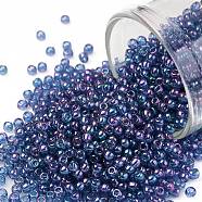 TOHO Round Seed Beads, Japanese Seed Beads, (327) Gold Luster Lavender, 11/0, 2.2mm, Hole: 0.8mm, about 1110pcs/bottle, 10g/bottle(SEED-JPTR11-0327)