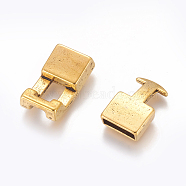 Tibetan Style Snap Lock Clasps, Cadmium Free & Lead Free, Rectangle, Antique Golden, 22x12x6mm, 19x12x5mm, Hole: 3x10mm(GLF11313Y)