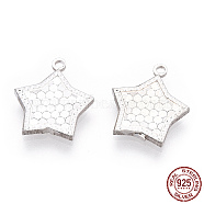 925 Sterling Silver Charms, Star, Silver, 13x11.5x1.5mm, Hole: 1mm(STER-T006-17S)
