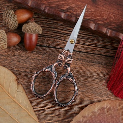 Stainless Steel Scissors, Paper Cutting Scissors, Vine Leaf Embroidery Scissors, Red Copper, 105x55mm(PW-WG68019-06)