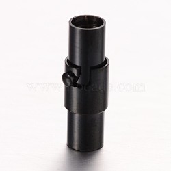 304 Stainless Steel Locking Tube Magnetic Clasps, Column, Electrophoresis Black, 17x6mm, Hole: 4mm(STAS-I045-12-4mm)