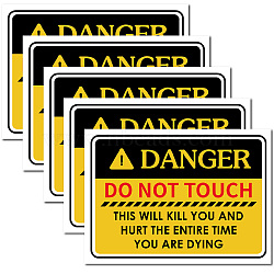 5Pcs Waterproof PVC Warning Sign Stickers, Vinyl Danger Safety Decals, Word, 25x17.5cm(DIY-WH0237-031)