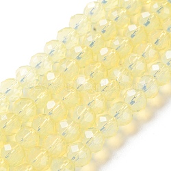 Baking Paint Transparent Glass Beads Strands, Imitation Opalite, Faceted, Round, Light Khaki, 6x5mm, Hole: 1.3mm, about 80~85pcs/strand, 38~40cm(DGLA-A034-J6MM-D06)