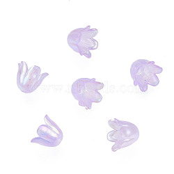 6-Petal Imitation Jelly Acrylic Bead Caps, AB Color Plated, Flower, Plum, 11.5x10.5x8.5mm, Hole: 1.4mm, about 2100pcs/500g(JACR-T002-02B)