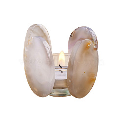 Natural Agate Piece Candlestick Decoration, Candle Holders, Seashell Color, 5.5x5cm(PW-WG8CFEC-01)