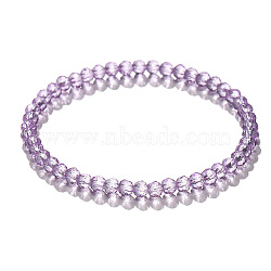 4mm Prism Faceted Rondelle Glass Beaded Stretch Bracelets for Women, Plum(EH2213-3)