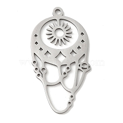 201 Stainless Steel Pendants, Sun & Star, Stainless Steel Color, 33x17x1mm, Hole: 1.6mm(STAS-B049-06P)