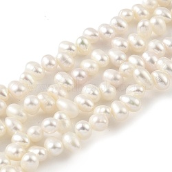 Natural Cultured Freshwater Pearl Beads Strands, Top Drilled, Rice, White, 5~6mm, Hole: 0.5mm, about 38pcs/strand, 7.09 inch(18cm)(PEAR-A006-27)