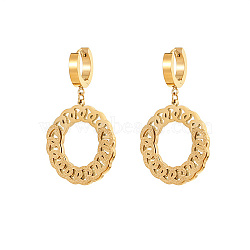 304 Stainless Steel Dangle Hoop Earrings, Donut, Golden, 39.5x26.5mm(RT4802)