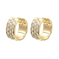 Brass with Cubic Zirconia Cuff Earrings, Long-Lasting Plated, Lead Free & Cadmium Free, Real 18K Gold Plated, 23.5x21.5x12mm(EJEW-K254-06G)