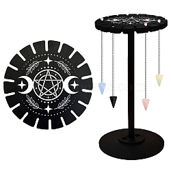 Wooden Wheel, Wooden Display Shelf, Black Holder Stand, Rustic Divination Pendulum Storage Rack, Witch Stuff, Star, Wheel: 120x8mm, 2pcs, Studdle: 288x12mm, 1pc(DJEW-WH0046-100)