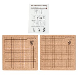 Cork Wood Blocking Mats for Knitting, Double Side Blocking Boards with Grids for Needlepoint Crochet, BurlyWood, 20.3x20.3x1cm(KNIT-PW0001-07)