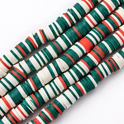 Handmade Polymer Clay Beads Strands, for DIY Jewelry Crafts Supplies, Heishi Beads, Disc/Flat Round, Teal, 8x1mm, Hole: 2mm, about 350pcs/strand, 15.75''(40cm)(CLAY-R089-8mm-T029)
