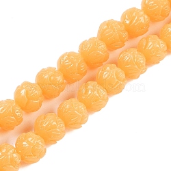 Synthetic Coral Carved Beads Strands, Dyed, Flower, Orange, 6mm, Hole: 1.2mm, about 60pcs/strand, 14.57 inch(37cm)(CORA-C003-01B)