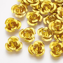 Aluminum Beads, 3-Petal Flower, Gold, 7x4mm, Hole: 0.8mm, about 950pcs/bag(FALUM-T001-01A-11)