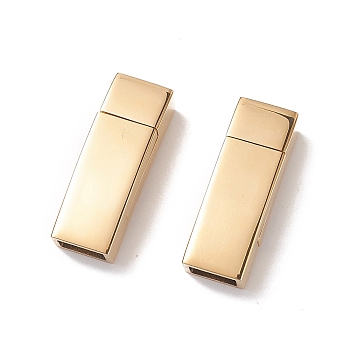 304 Stainless Steel Magnetic Clasps with Glue-in Ends, Ion Plating (IP), Rectangle, Golden, 24x8x6mm, Hole: 3X6mm