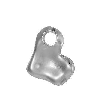 Textured 304 Stainless Steel Pendants, Heart Charm, Stainless Steel Color, 25x21mm
