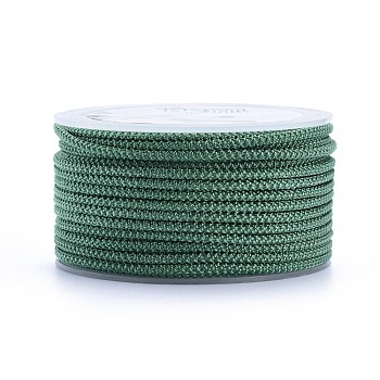 Polyester Braided Cord, Dark Cyan, 2mm, about 16.4 yards(15m)/roll
