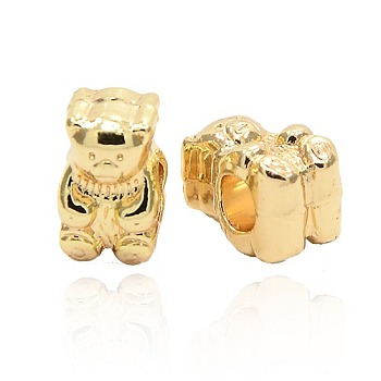 Alloy Bear European Beads, Large Hole Beads, Golden, Cadmium Free, Lead Free and Nickel Free, 13x8x9.5mm, Hole: 4.5mm