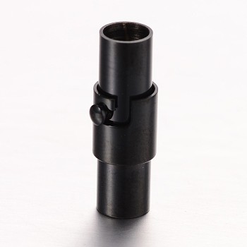 304 Stainless Steel Locking Tube Magnetic Clasps, Column, Electrophoresis Black, 17x6mm, Hole: 4mm