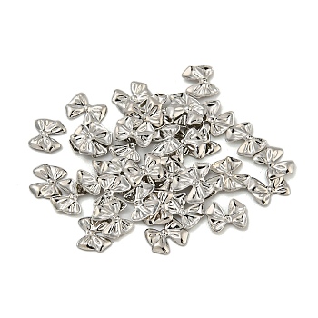 Brass Cabochons, Nail Art Studs, Nail Art Decoration Accessories, Bowknot, Platinum, 4x4.5x0.5mm, about 2000pcs/set