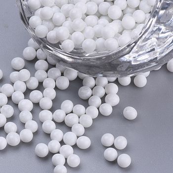 Glass Seed Beads, Baking Varnish, Opaque Colours, For Nail Art Decoration, No Hole/Undrilled, Round, White, 2~2.5mm, about 450g/bag