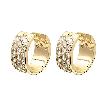 Brass with Cubic Zirconia Cuff Earrings, Long-Lasting Plated, Lead Free & Cadmium Free, Real 18K Gold Plated, 23.5x21.5x12mm